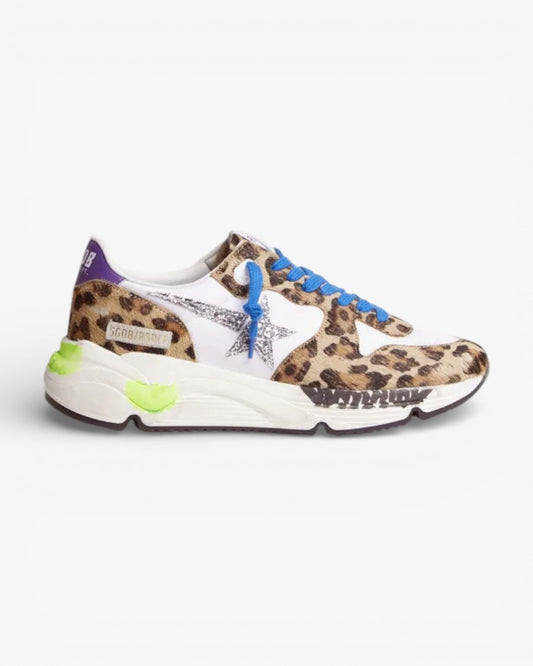 Golden Goose Running Sole Sneakers Leopard-Print Pony Skin