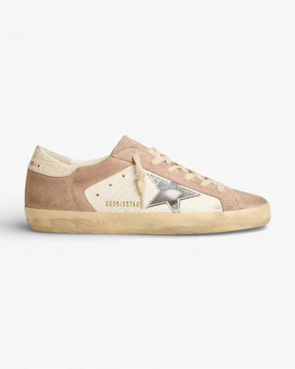 Golden Goose Women’s Super-Star Pink Suede Silver Metallic Leather Star