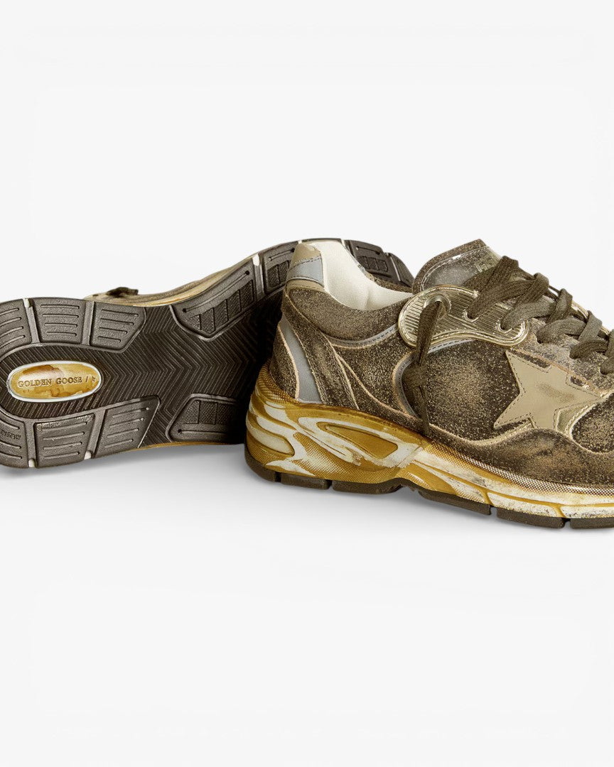 Golden Goose Running Star Olive Gold Sneakers