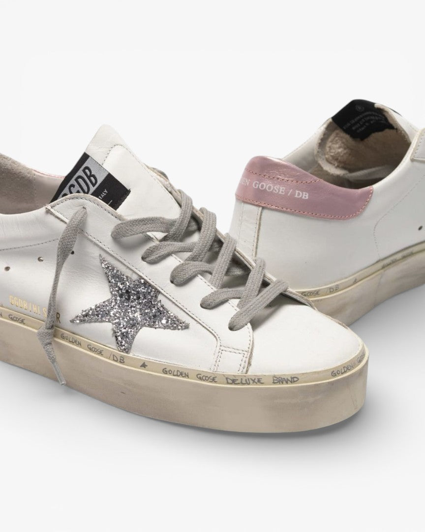Golden Goose Hi-Star Sneakers Glittery Star Laminated Heel Tab