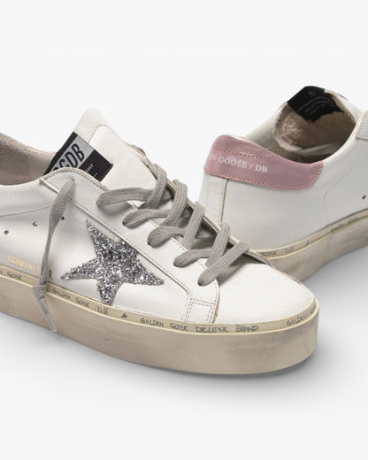 Golden Goose Hi-Star Sneakers Glittery Star Laminated Heel Tab