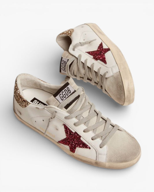 Golden Goose Super-Star Sneakers with Colored Glitter Star