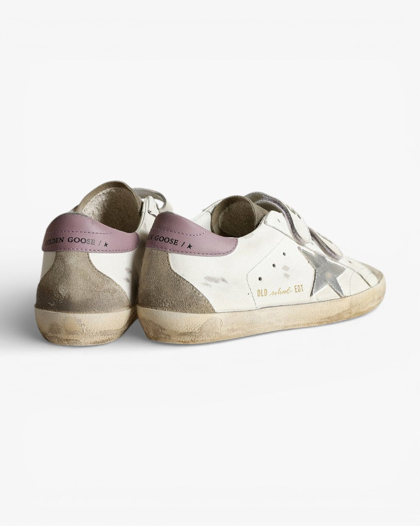 Golden Goose Old School Sneakers Silver Laminated Star Dove Gray Suede