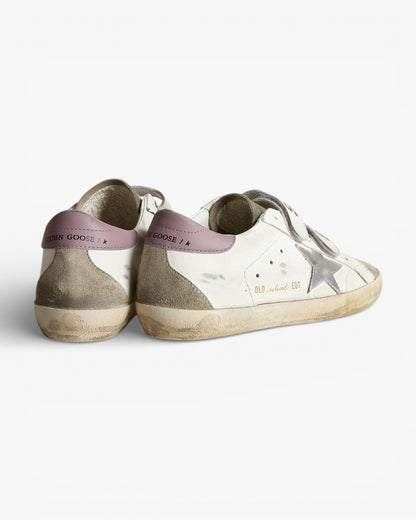 Golden Goose Old School Sneakers Silver Laminated Star Dove Gray Suede