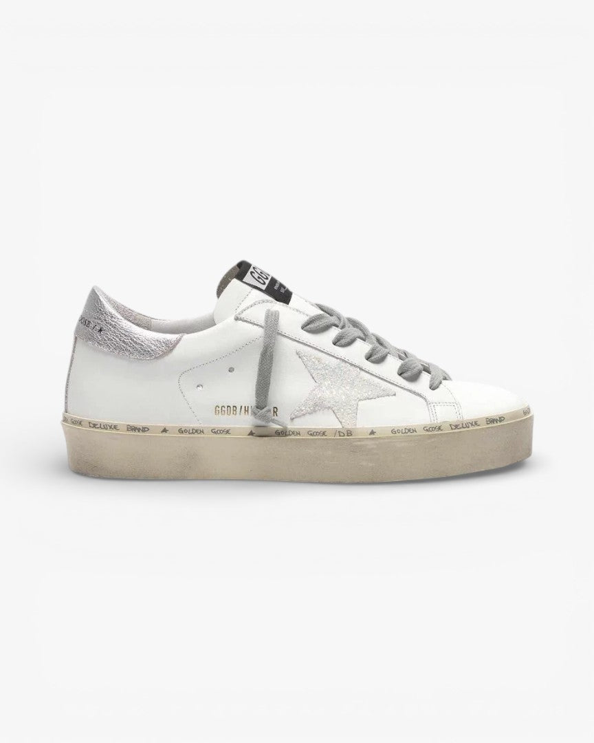 Golden Goose Hi-Star Sneakers Iridescent Star Silver Heel Tab