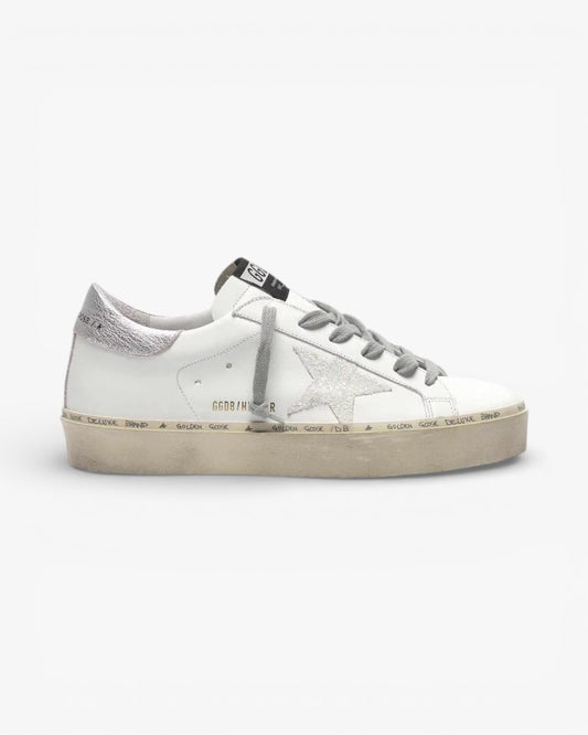 Golden Goose Hi-Star Sneakers Iridescent Star Silver Heel Tab