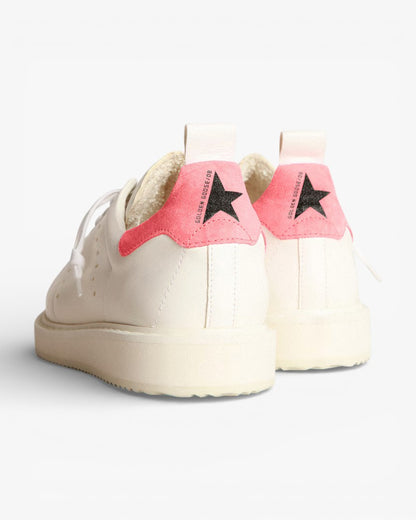 Golden Goose White Nappa Leather Stardan Sneakers with Pink Suede Heel Tab