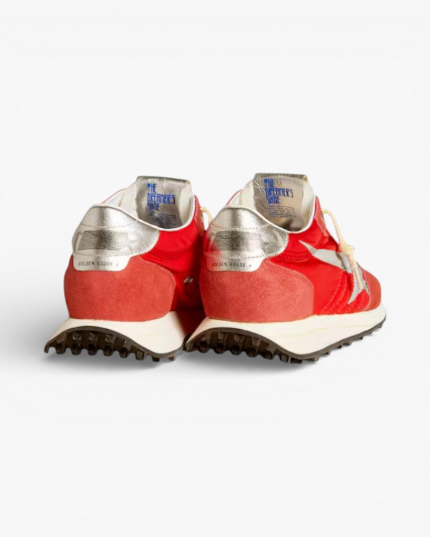 Golden Goose Marathon Red Nylon and Silver Star Sneakers