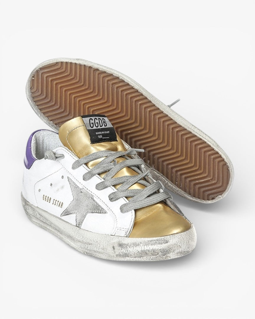 Golden Goose Super Star Sneakers Leather Suede Star White Gold