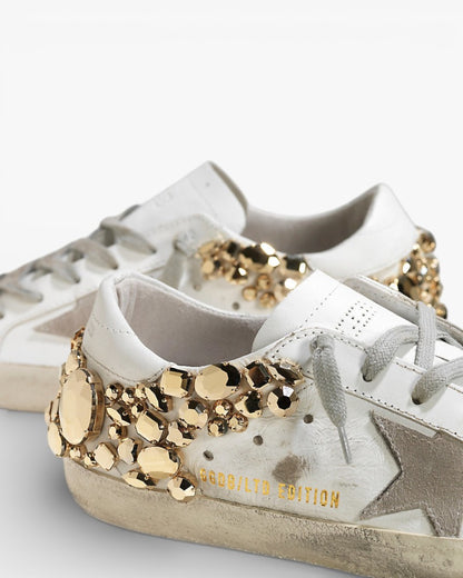 Golden Goose Super‑Star Limited Edition Gold Diamond Suede Leather
