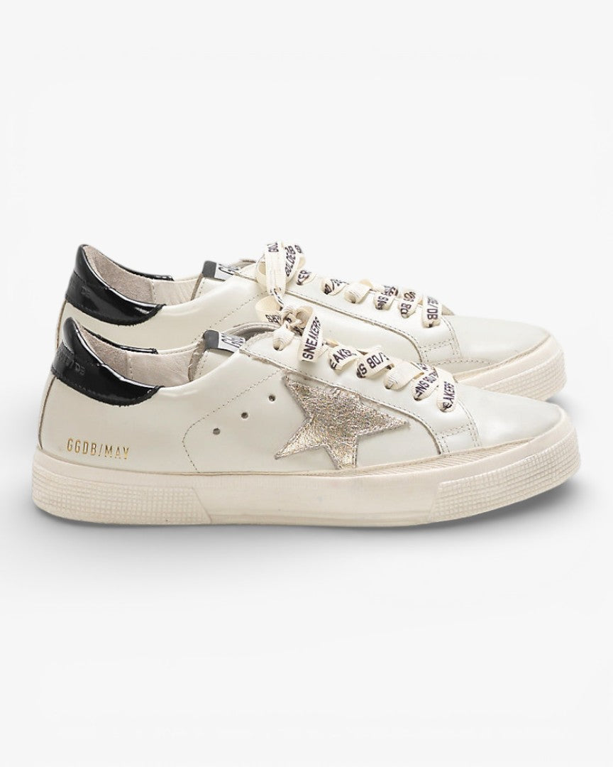 Golden Goose MAY Sneakers Shiny Calfskin Leather Laminated Star Heel Tab