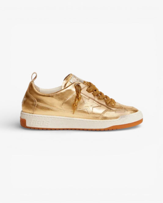 Golden Goose Yeah Gold Laminated Leather Sneakers