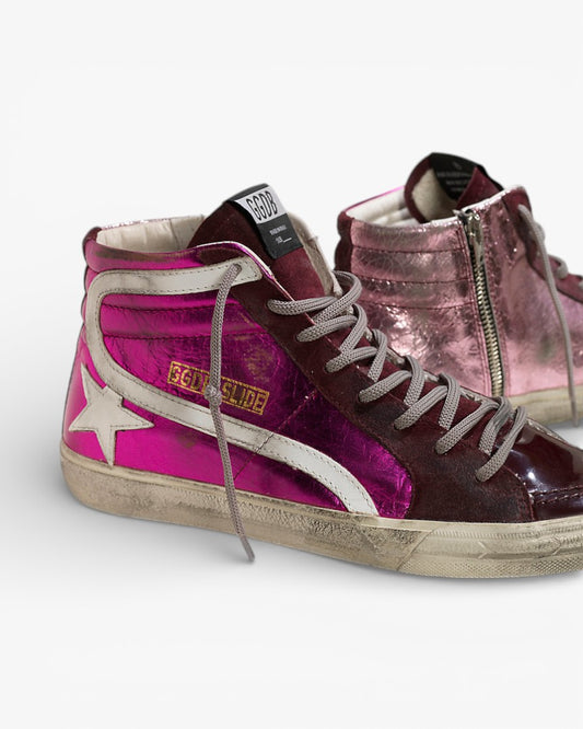 Golden Goose Slide Sneakers Pelle Star Pink Shades