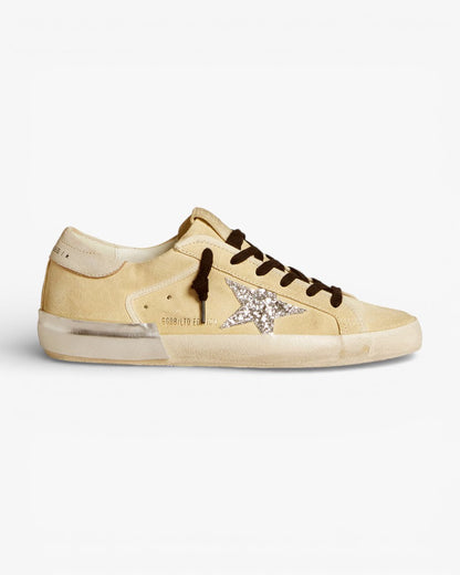 Golden Goose Women’s Super-Star LTD Suede Glitter Star Leather Heel Tab