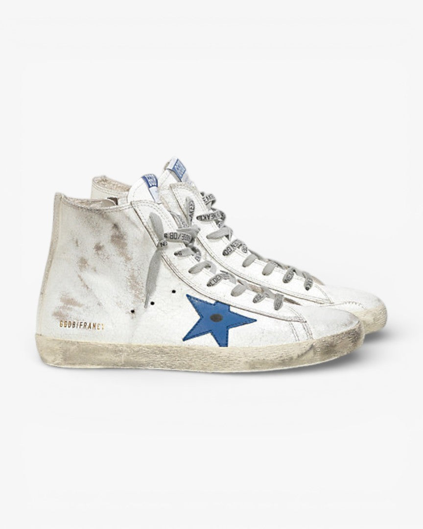 Golden Goose FRANCY Sneakers Pelle Stella Pelle White Marble Bluette