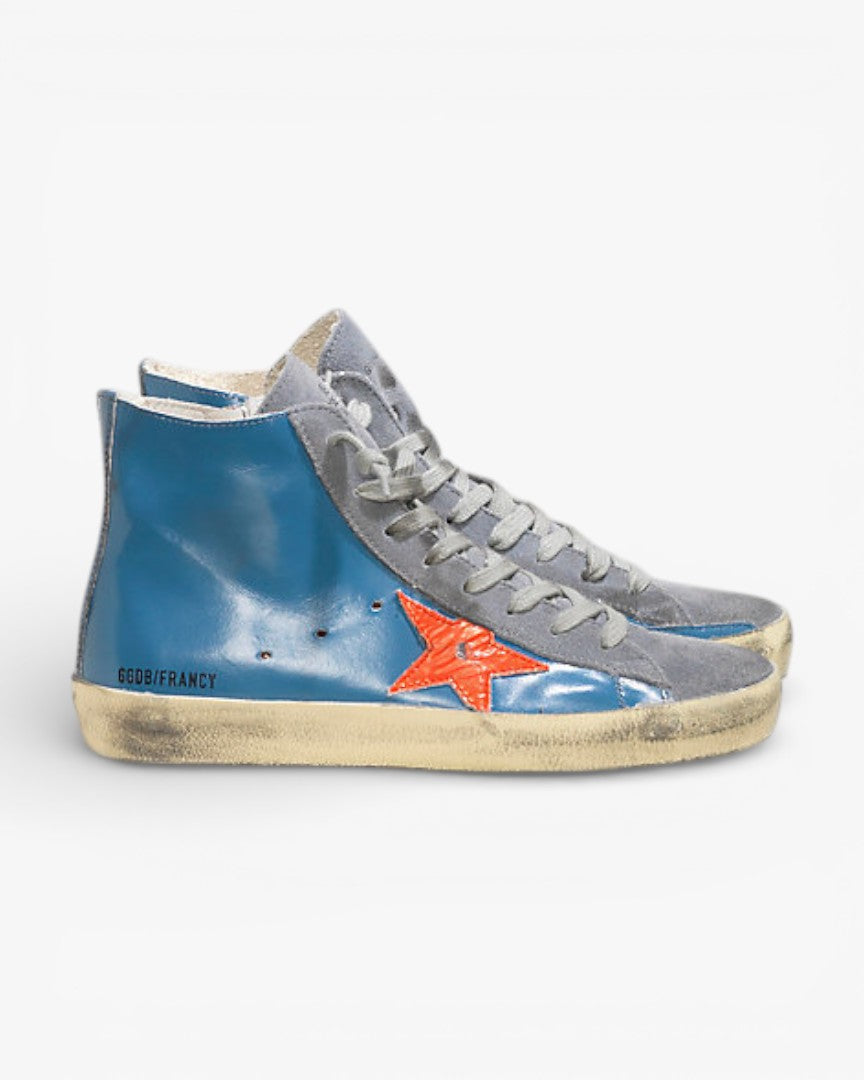 Golden Goose FRANCY Sneakers Pelle Stella Pelle Sky Red Fluo Star