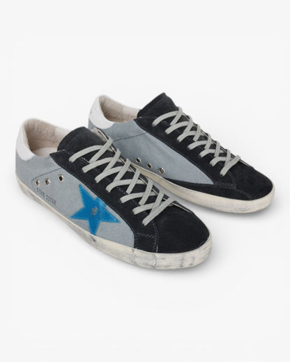 Golden Goose Super-Star Greyblue Handcrafted Custom Couple Sneakers
