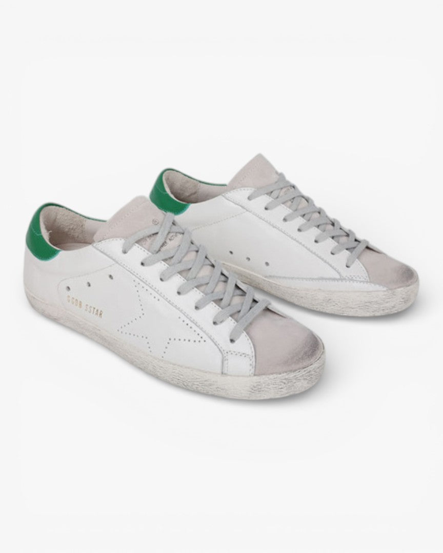 Golden Goose White Green Handcrafted Custom Couple Sneakers