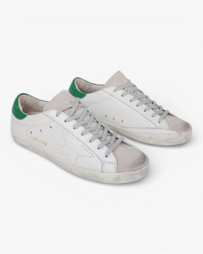 Golden Goose White Green Handcrafted Custom Couple Sneakers