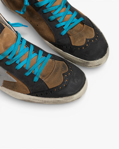 Golden Goose MID STAR Sneakers Camoscio Stella Pelle Olive Suede
