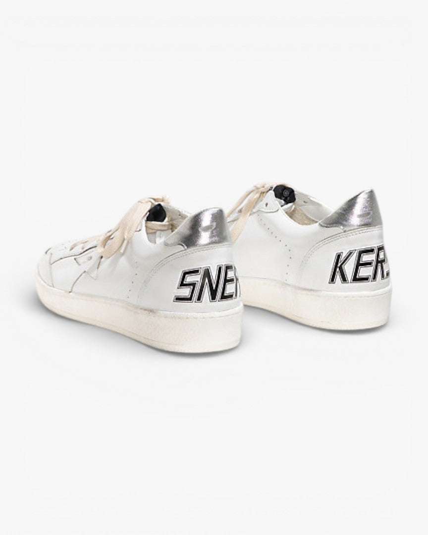 Golden Goose Ball Star Sneakers White Leather Silver Star