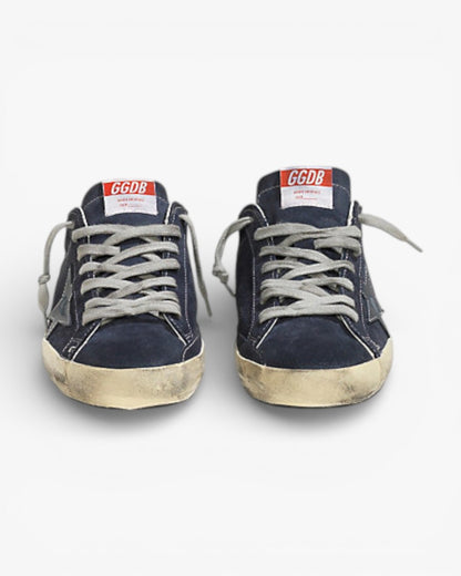 Golden Goose Super-Star Sneakers with Blue Suede Leather Star