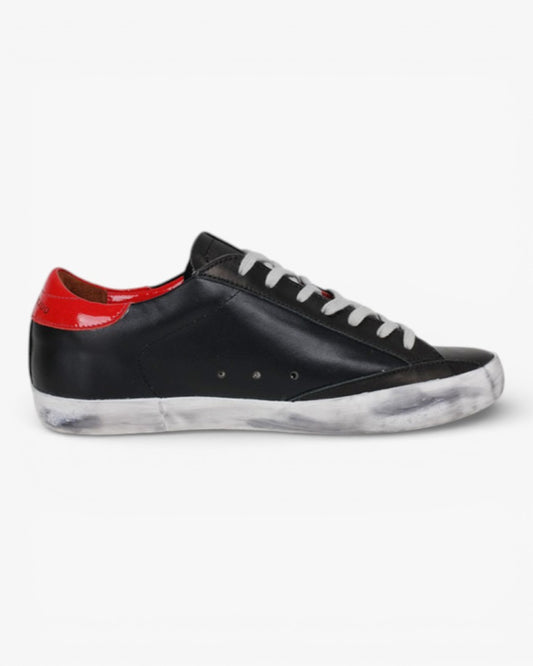 Golden Goose Superstar Black Red Handcrafted Custom Couple Sneakers