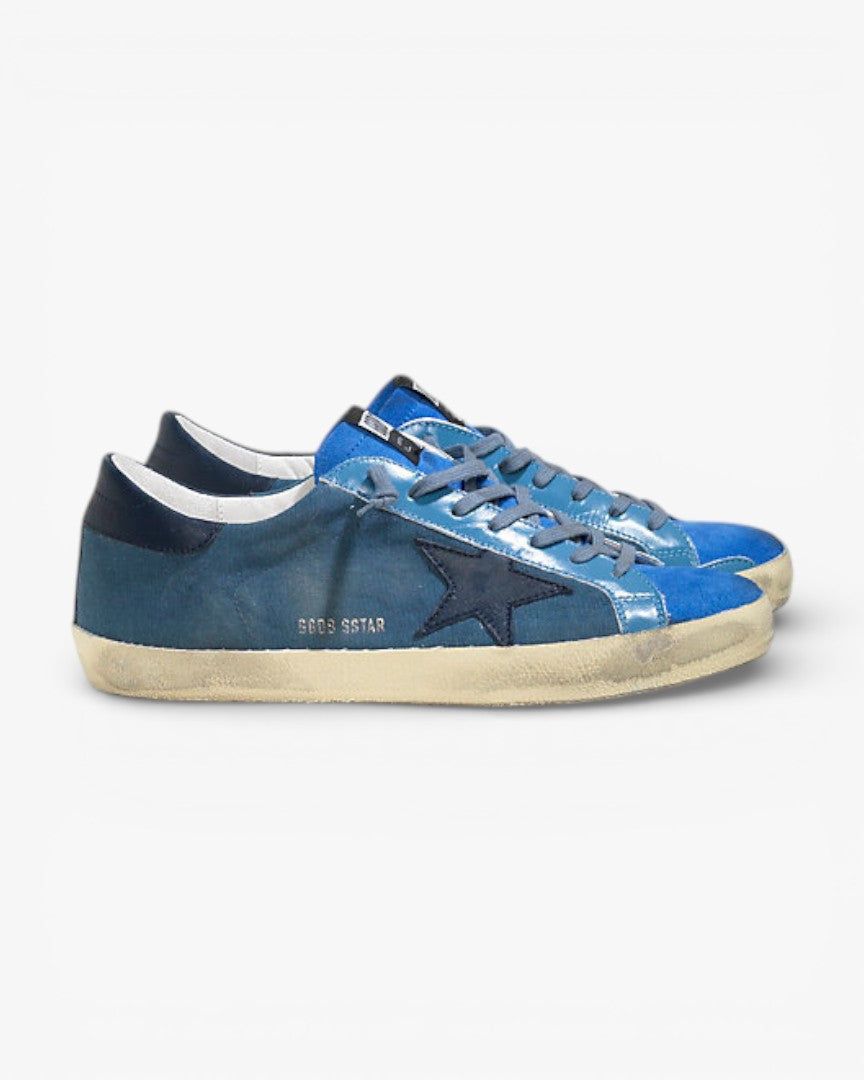 Golden Goose Super Star Canvas Sneakers Leather Star Nuance Blue