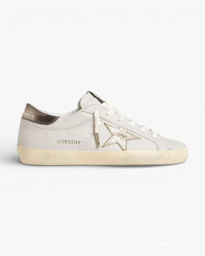 Golden Goose Super-Star Crackle Leather Star Metallic Foiled Leather Heel Tab
