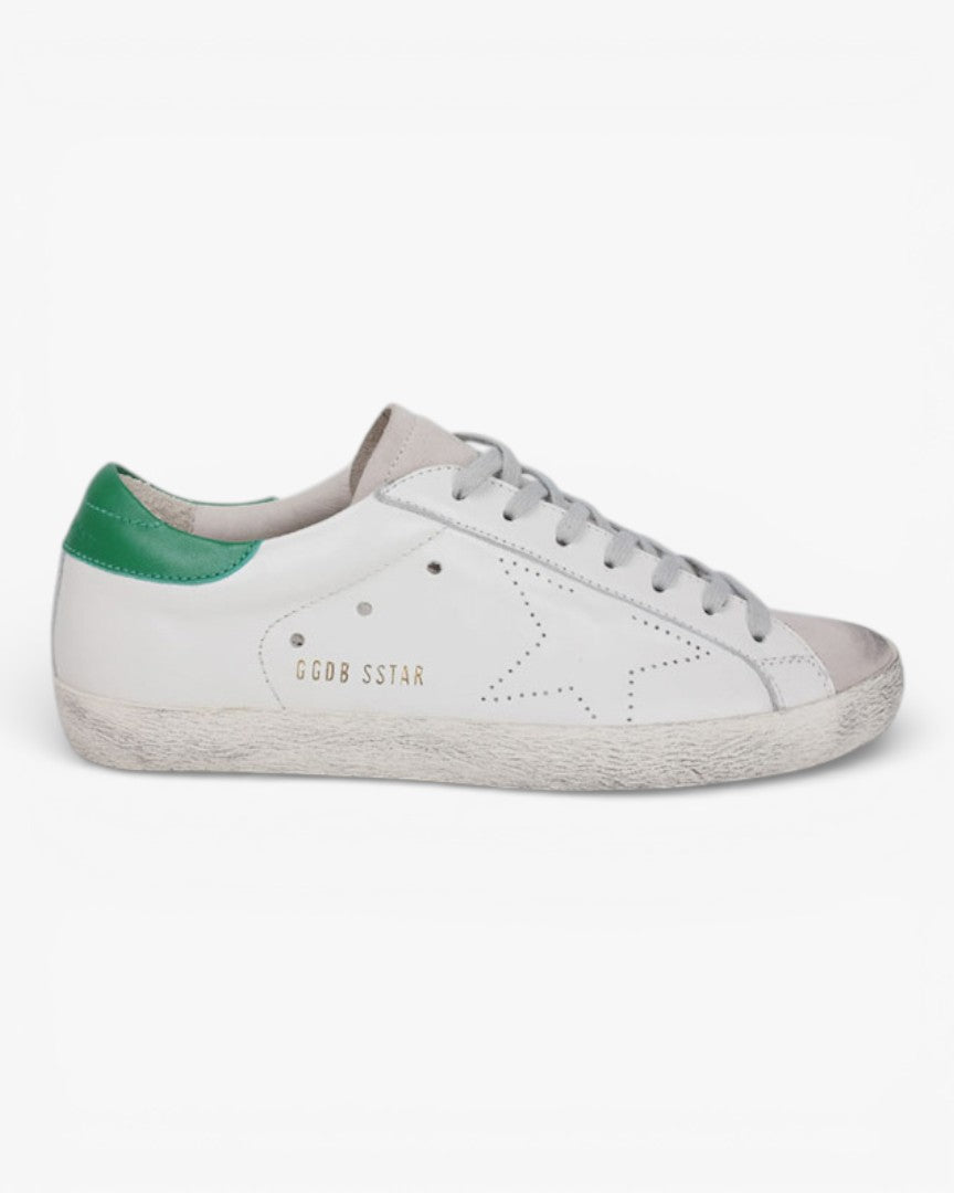 Golden Goose White Green Handcrafted Custom Couple Sneakers