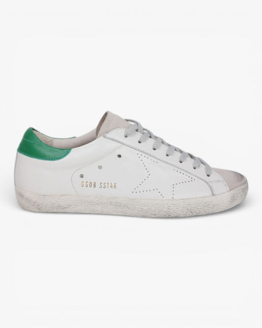 Golden Goose White Green Handcrafted Custom Couple Sneakers