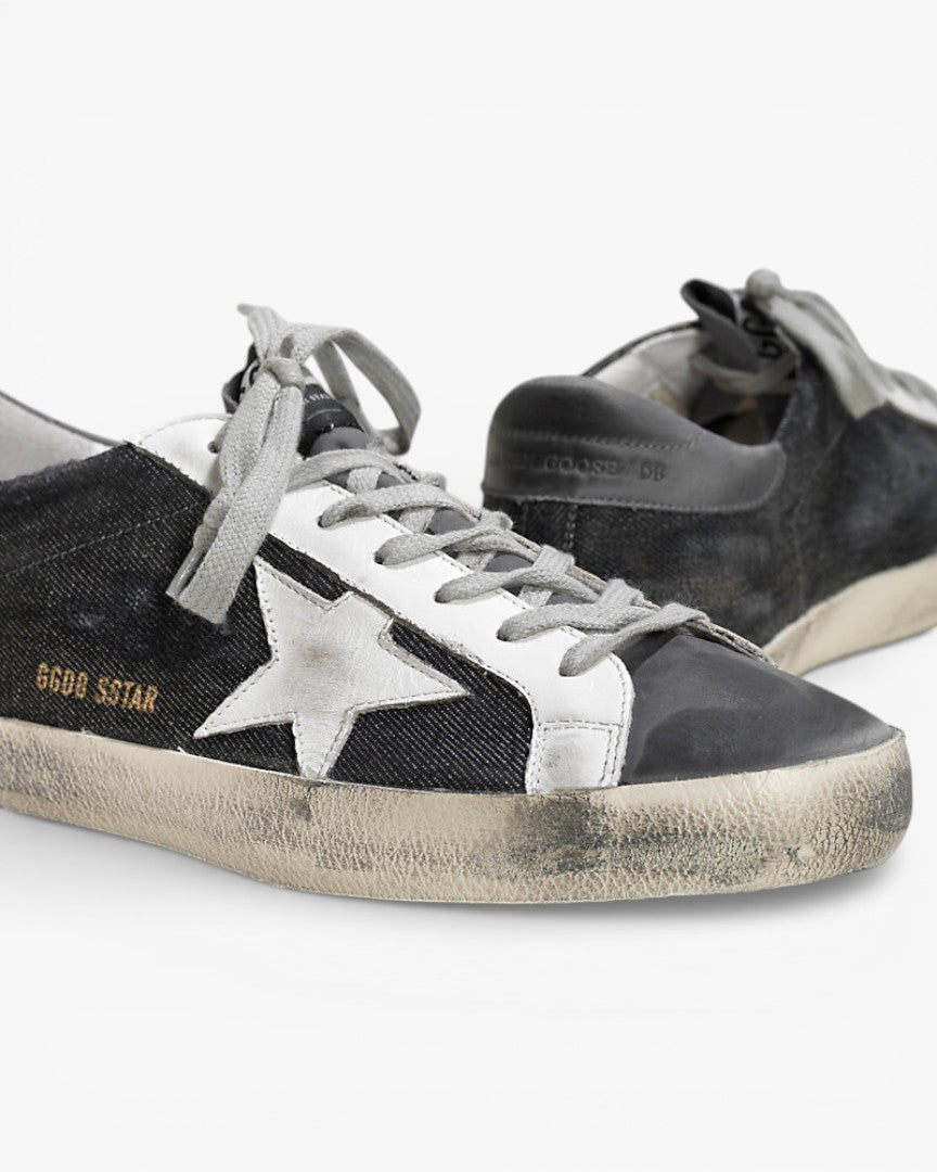 Golden Goose Super‑Star Sneakers Black Denim Grey Nubuck