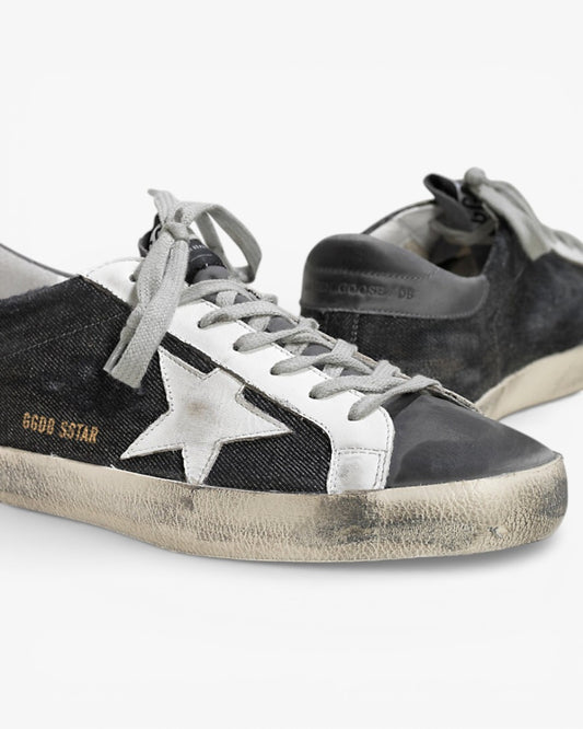 Golden Goose Super‑Star Sneakers Black Denim Grey Nubuck