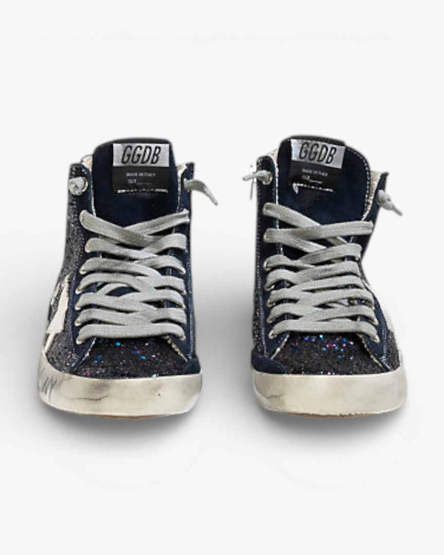 Golden Goose FRANCY Sneakers Fabric Embroidered Glitter Leather Star Space Glitter