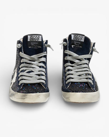 Golden Goose FRANCY Sneakers Fabric Embroidered Glitter Leather Star Space Glitter