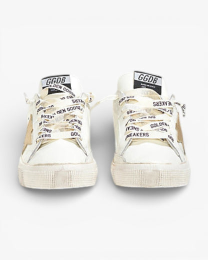 Golden Goose MAY Sneakers White Leather Silver Gold Star