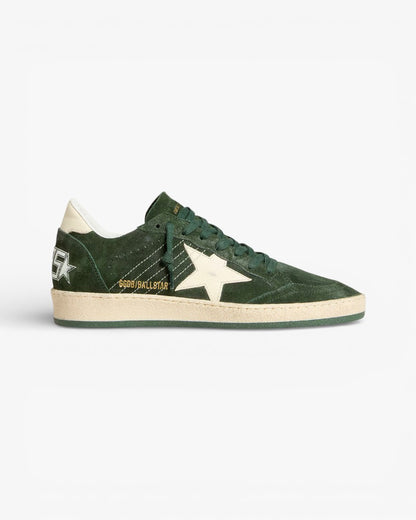 Golden Goose Ball Star Green Suede Sneakers White Star