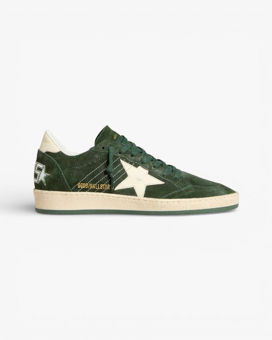Golden Goose Ball Star Green Suede Sneakers White Star