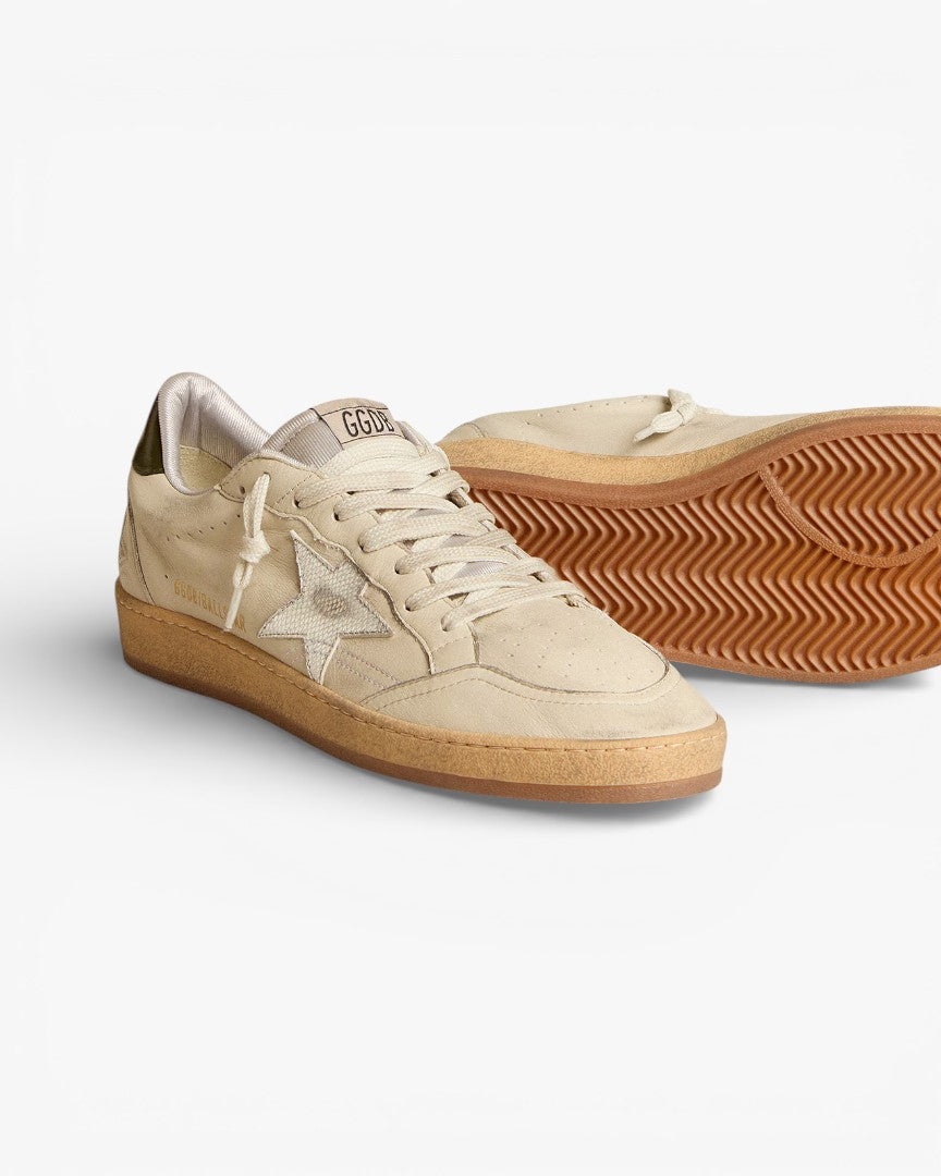Golden Goose Ball Star Leather Sneakers Cream Silver Star