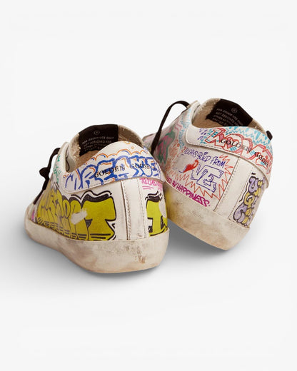 Golden Goose Super‑Star Sneakers White Leather Multicolored Graffiti