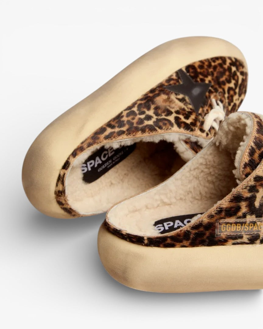Golden Goose Space Star Animal Print Pony Skin Shearling Sneakers