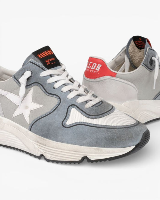 Golden Goose Grey Running Sole Sneakers Suede Canvas
