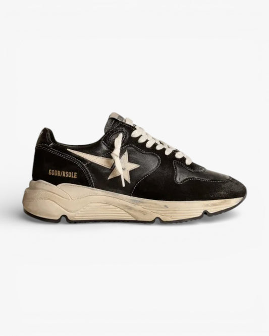 Golden Goose Women’s Running Sole Sneakers Black Nappa Leather Suede White Star