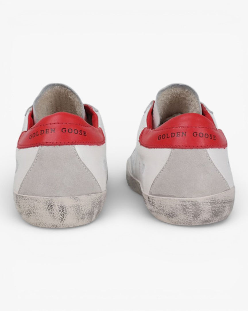 Golden Goose White Red Handcrafted Custom Couple Sneakers