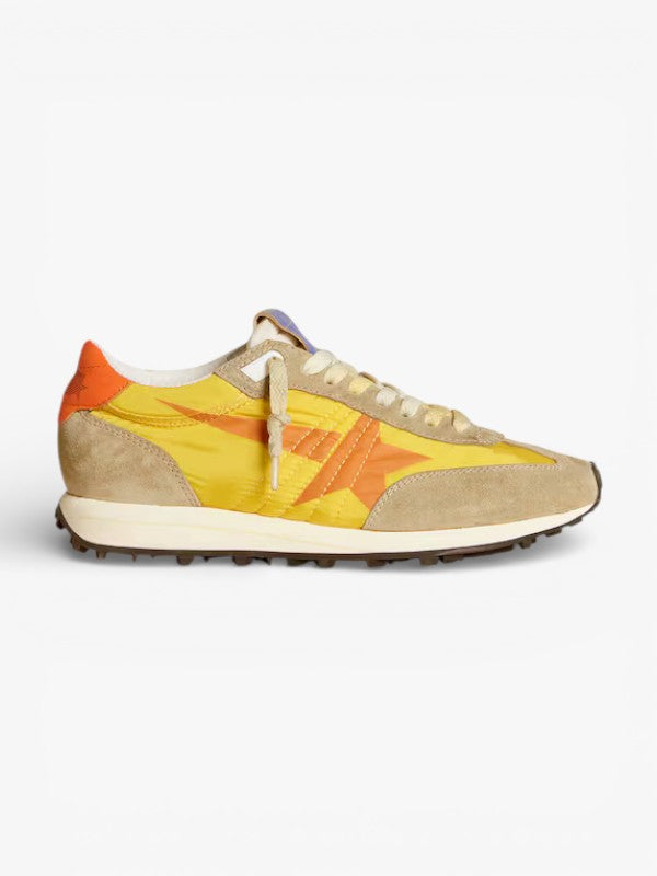 Golden Goose Marathon Yellow Nylon and Orange Star Sneakers