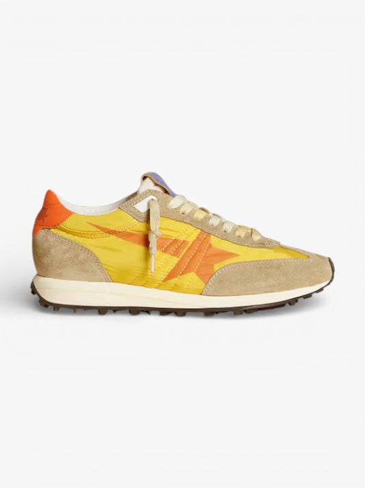 Golden Goose Marathon Yellow Nylon and Orange Star Sneakers