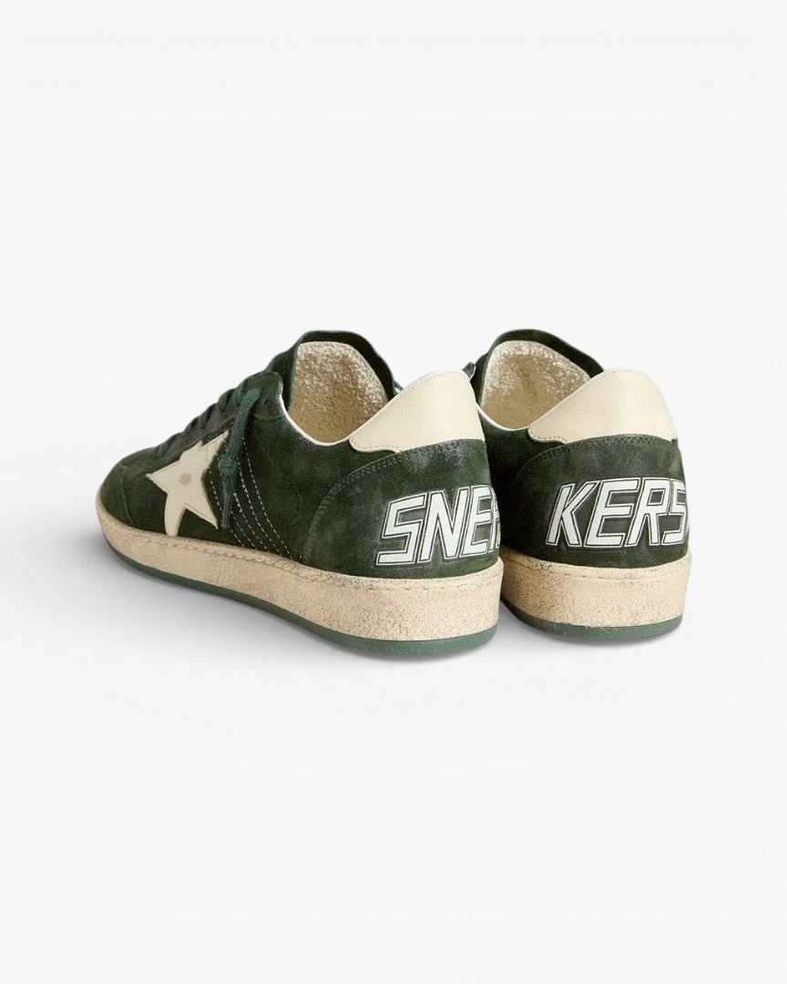 Golden Goose Ball Star Green Suede Sneakers White Star