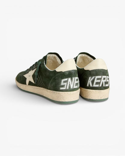 Golden Goose Ball Star Green Suede Sneakers White Star