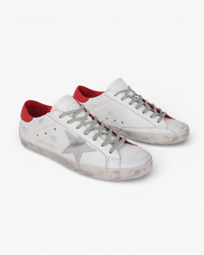 Golden Goose White Red Handcrafted Custom Couple Sneakers