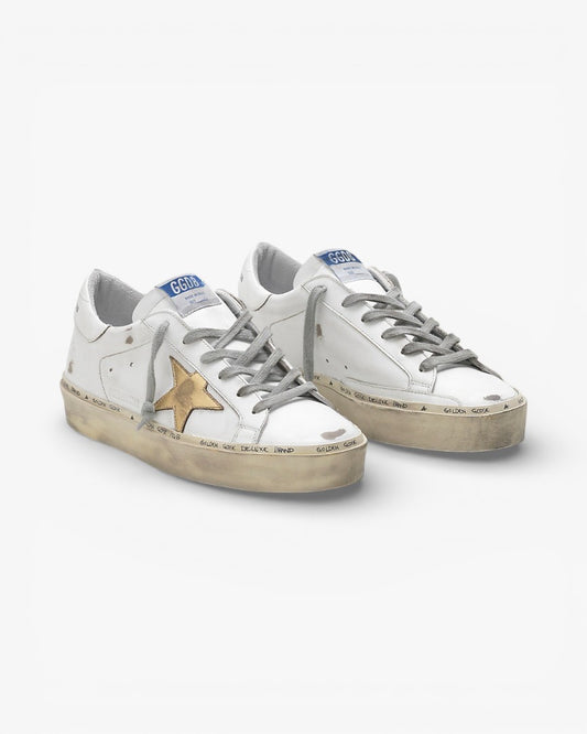 Golden Goose Hi-Star Sneakers G33WS945.A7 Calf Leather Worn Effect Leather Star